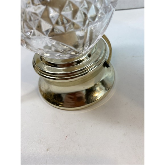 2 Vintage Clear Glass 8" Gold Base Table Lamps Accent Light Lamp Defects Working - Picture 13 of 16